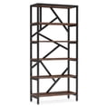 thumbnail image 4 of Spaco 71" Bookshelf, Industrial Etagere Bookcase 6 Shelf Display Rack, Bookshelf for Indoor, Brown, 4 of 4
