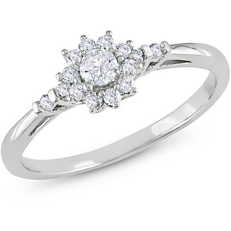 1/4 Carat T.W. Diamond Flower-Halo Engagement Ring in 10k White Gold