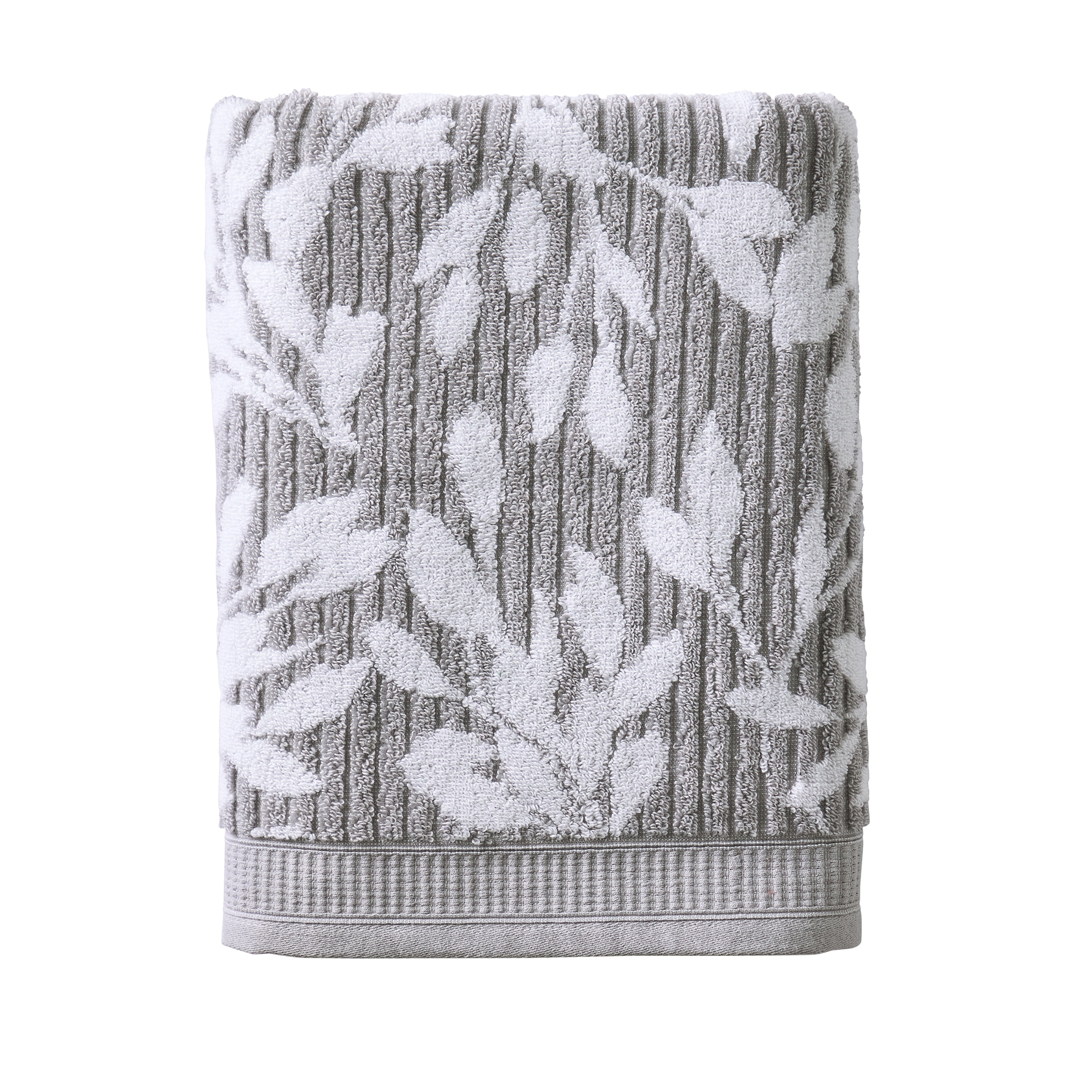 Better Homes & Gardens Signature Soft Floral 6 Piece Towel Set,Soft Silver/Arctic White