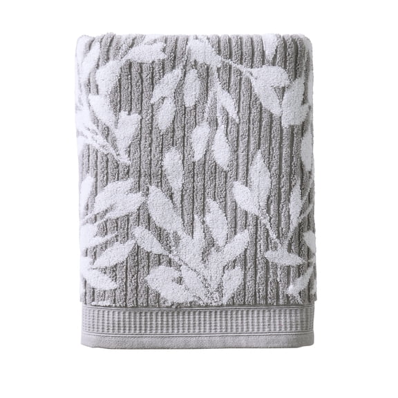 Better Homes & Gardens Signature Soft Floral Bath Sheet,Soft Silver/Arctic White