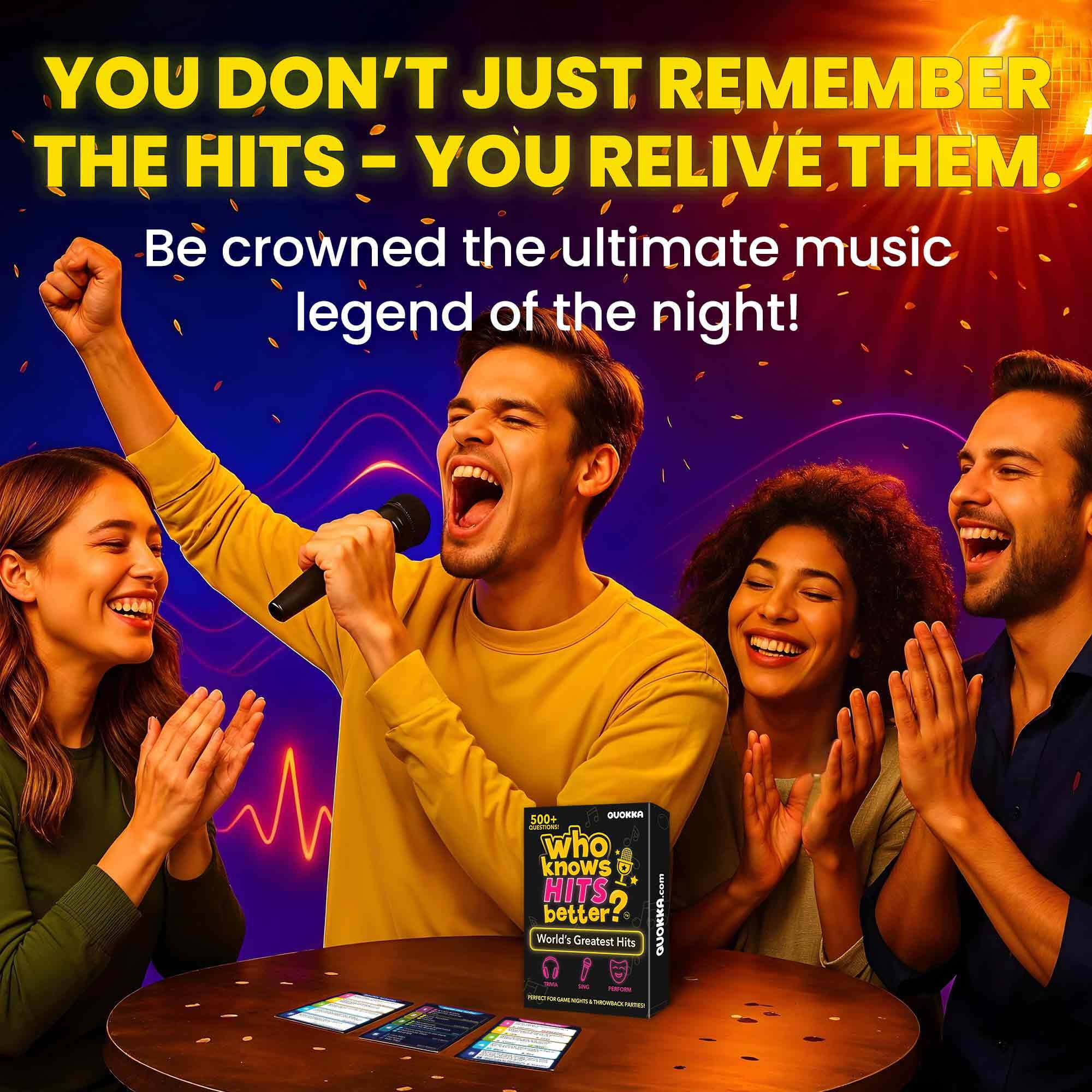 QUOKKA Card Game for Adults - Who Knows Hits Better? Music Trivia Family Party Game