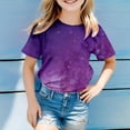 thumbnail image 2 of Toddler Girls Tops & T-Shirts Summer 3D Galaxy Print Glitter Fashion Starry Sky Round Neck Short Sleeve Carnival Tshirts Holiday Wear,Purple,3-4 Years, 2 of 4