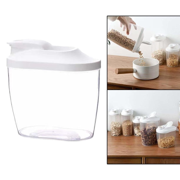 Contenedor de almacenamiento de alimentos secos de cereales grandes Contenedor de plástico Tapa hermética Adecuado para cereales, harina, azúcar, café 1000ml Soledad contenedor de almacenamiento de cereales