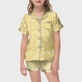 thumbnail image 2 of Ensemble de Pyjamas en Satin pour Garçons Manches Courtes Imprimées Pyjamas Boutonnés Ensemble de Pyjamas Décontractés Pyjamas pour Filles Garçons Filles Mode, 2 of 5