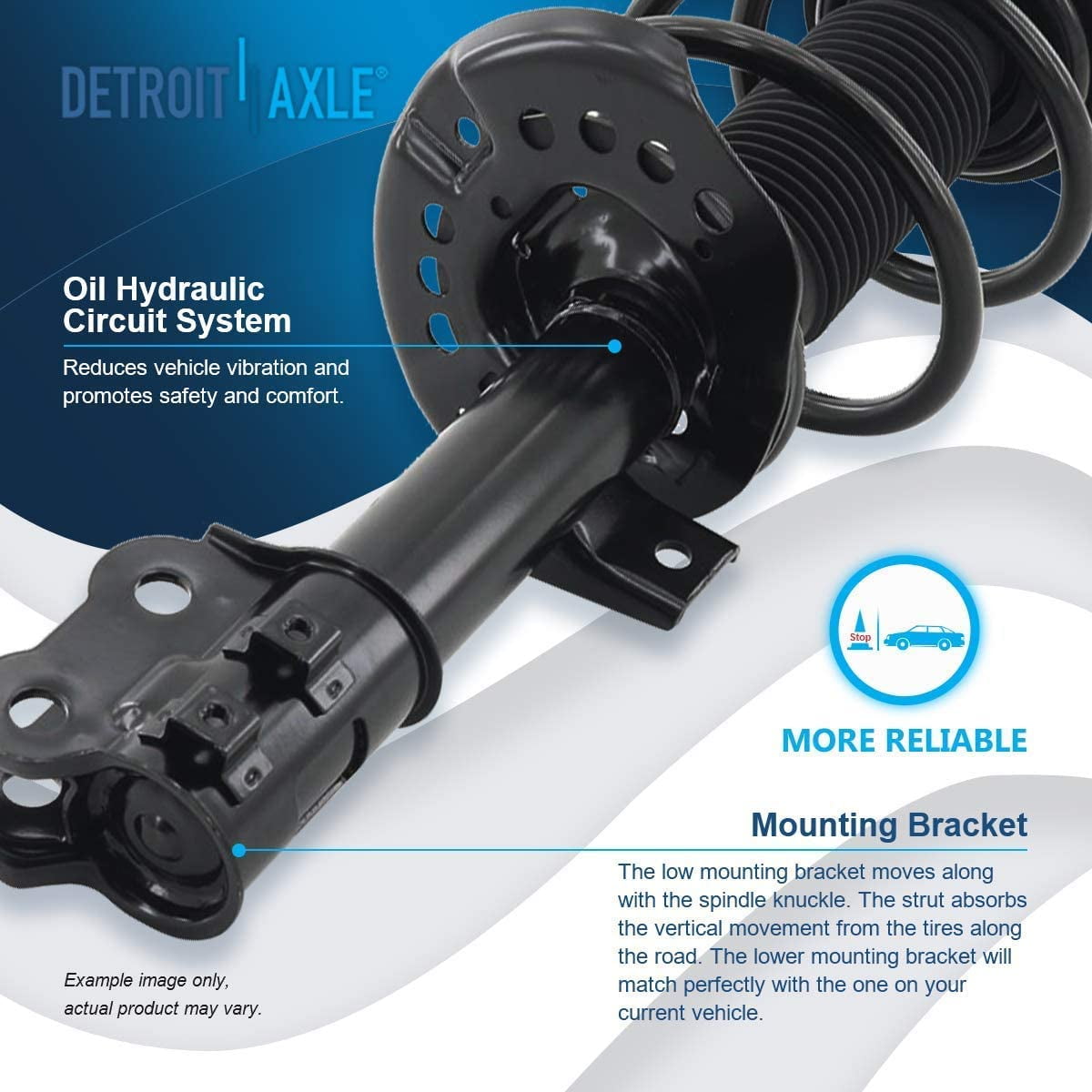 Detroit Axle - Front Right Strut for Kia Optima 2011 2012 2013, [Korea Built and Sport Suspension Models Only] Complete Strut w/Coil Spring Replacement Quick Install Ready Struts Shock Assembly
