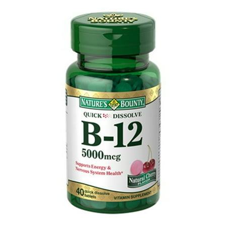 Natures Bounty Vitamin B-12 5000 mcg Quick Dissolve Tablets  Natural Cherry Flavor  40 ea  6 Pack
