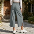 thumbnail image 5 of HomeDM Capris Pants for Women Wide Leg Drawstring Loose Pants Gray Lounge Trousers with Pockets for Athletic Work Size S, 5 of 7