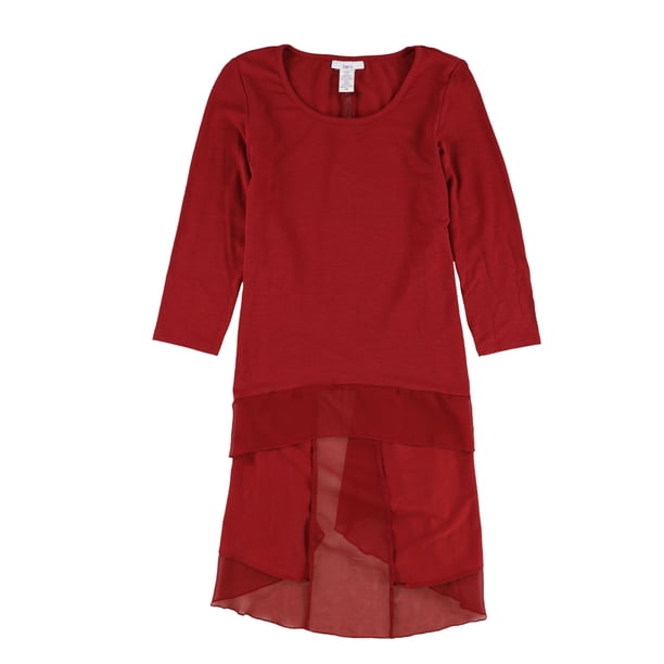 Blusa tipo túnica bar III con Ribete de gasa para mujer rojo XX-Small