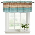 thumbnail image 2 of Farmhouse Aqua Brown Valances for Windows, Decorative Rod Pocket Window Valance Curtains, Vintage Wooden Striped Short Curtain Drapes for Kitchen/Bathroom/Living Room, 2 Panels, 60" W x 18" L, 2 of 8