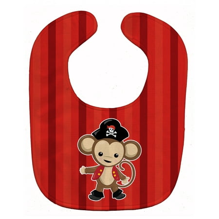 Caroline's Treasures Baby Bib, Pirate Monkey, Red