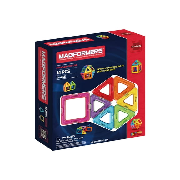Magformers Basic Rainbow Set Multicolor Magnetic Tiles 14 Pieces