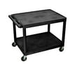 Mobile Black Presentation Av Utility Cart With 2 Shelf Storage Cabinet, 4