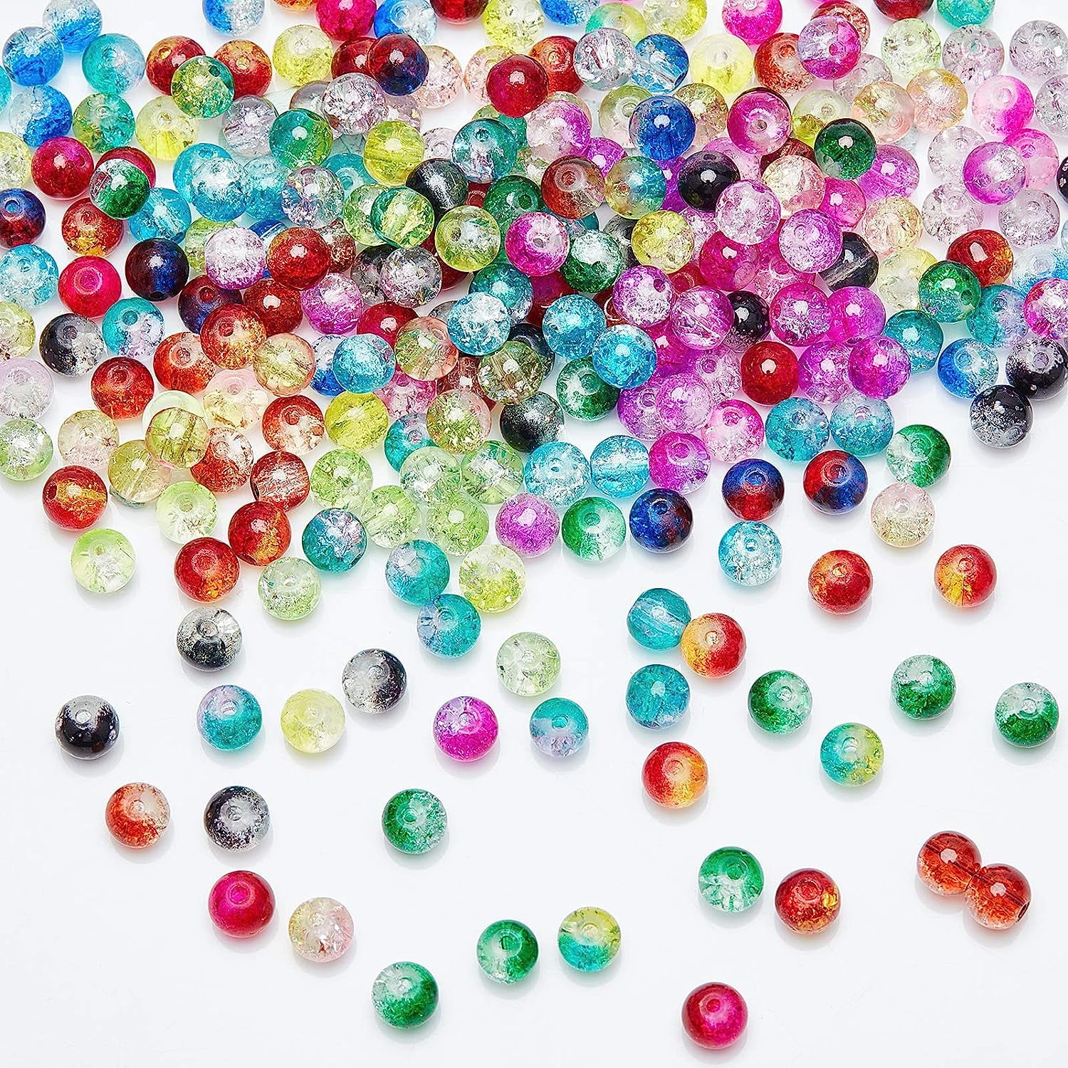 PH Glass Beads 6mm 1350pcs 18 Colors Waist Beads for Jewelry Making with Scissors Elastic Thread Beading Needles for Christmas Tree Decoration Colorful
