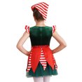thumbnail image 3 of Zaldita Kids Girls Christmas Santa Claus Dress Xmas Elf Outfit Velvet Dance Tutu Dress Fancy Dress Up Green 14, 3 of 7