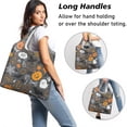 thumbnail image 2 of 5 Pack Foldable Shopping Bag,Halloween Ghosts Pumpkins and Bats Reusable Grocery Bags with Pockets,Large Reusable Tote Bags with Handles Waterproof & Lightweight, 2 of 6