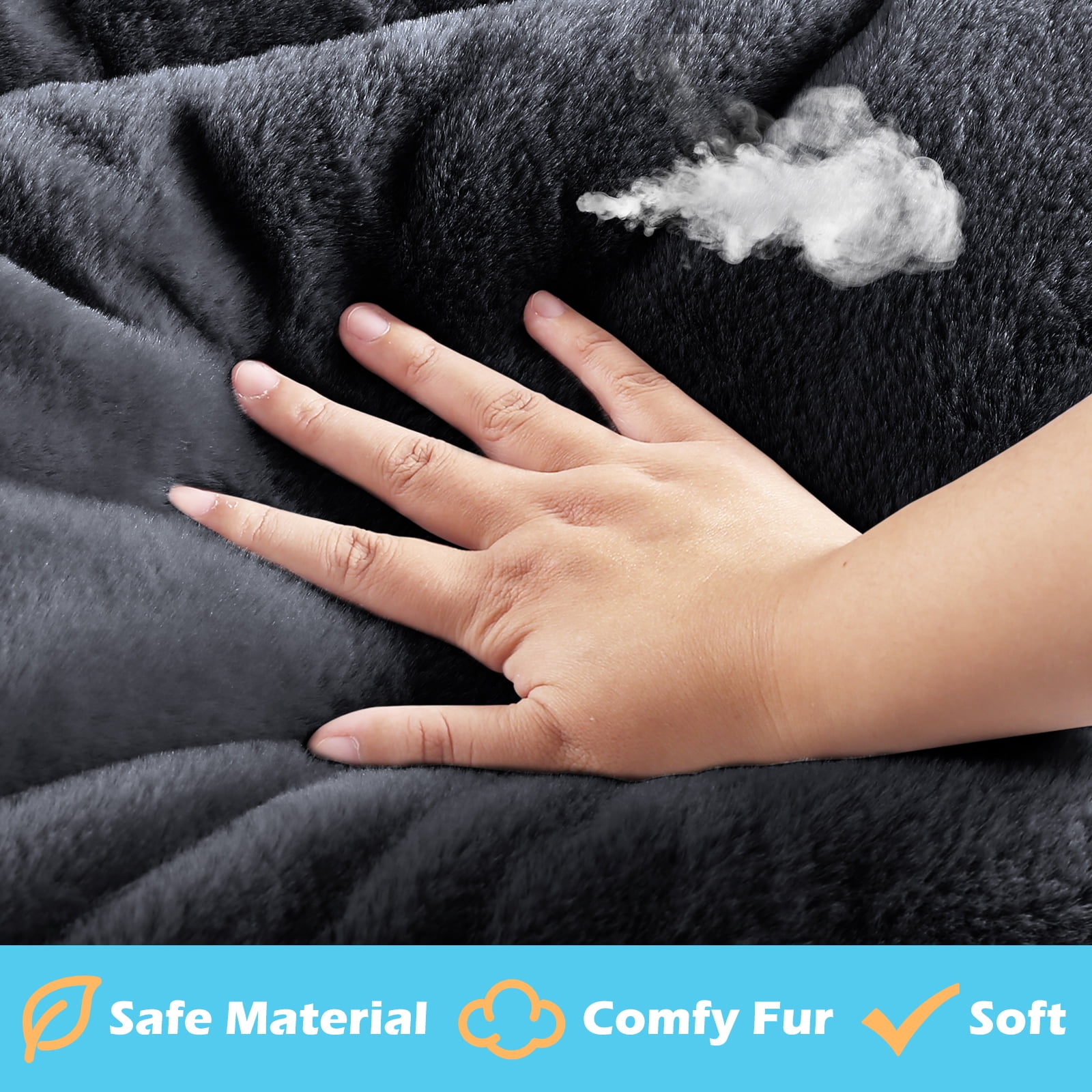 MERITLIFE Plush Washable Dog Bed Ultra Soft Dog Crate Mat Kennel Pad,Anti-Slip Pet Sleeping Bed for Small Medium Large Dogs,Dark Gray 48" x 30"