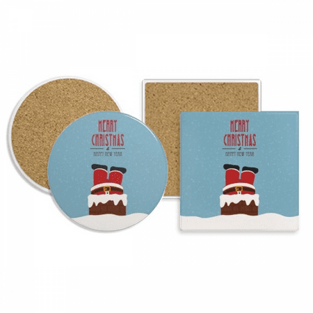 

mas Santa Claus New Year Festival Coaster Cup Mug Holder Absorbent Stone Cork Base Set