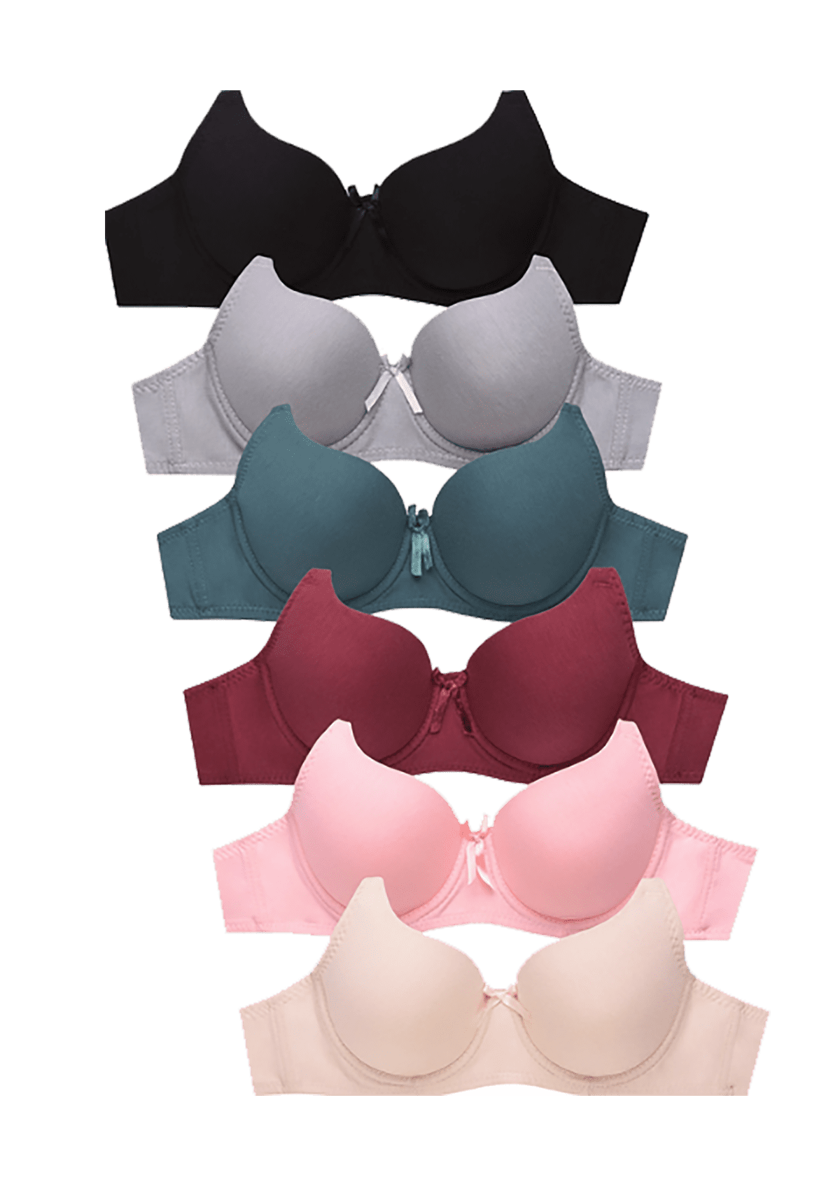 Pack of 6 pieces Women's Wired Basic Regular Padded Everyday Bras A/B/C