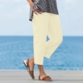 thumbnail image 2 of SwiftWear Women's Cotton Linen Straight Leg Pants Elastic Waist Casual Ankle Cropped Trousers with Pockets Stretch Pull On Comfy Pants, 2 of 9
