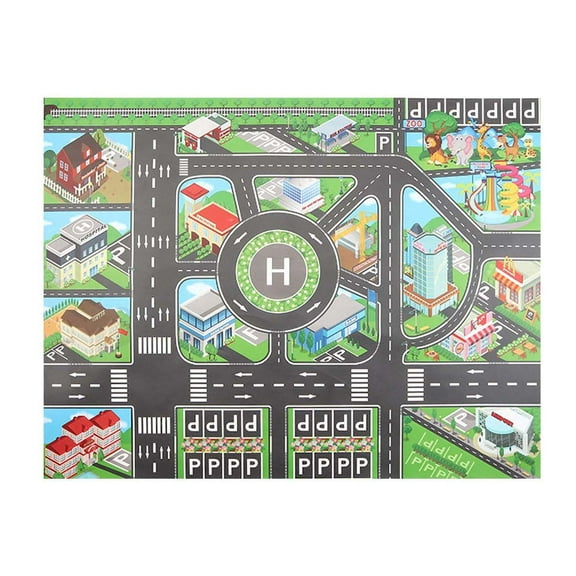 Mozhitti Kids Road Carpet Play Mat For Toy Cars Portable Slip Large Play Rug For Toddlers Children Educational Road Traffic Play Mat For Play Room