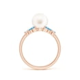 thumbnail image 2 of ANGARA Freshwater Cultured Pearl & Swiss Blue Topaz Butterfly Ring in 14K Rose Gold for Women | June Birthstone, Birthday, Anniversary, Jewelry Gift for Women | Natural Pearl Ring, 2 of 8
