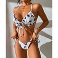 thumbnail image 2 of Traje De Baño De Bikini, Correas Cruzadas Traje De Baño De Bikini De 2 Piezas Estampado De Mariposas Sin Espalda Elegante Para Surfear ANGGREK Otros, 2 of 8