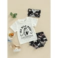 thumbnail image 3 of Bagilaanoe 3pcs Newborn Baby Girls Shorts Set Short Sleeve Horse Print T-shirt Short Pants Hairband 6M 12M 18M 24M 3T Infant Outfits, 3 of 8