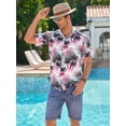 thumbnail image 3 of sogami Regular Fit Short Sleeve Shirts Tropical Hawaiian Tops for Men Leaf Pattern, 3 of 7