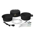 Beautiful 3 Qt Electric Fondue Set with Bonus 2 qt Ceramic Pot, Black Sesame by Drew Barrymore