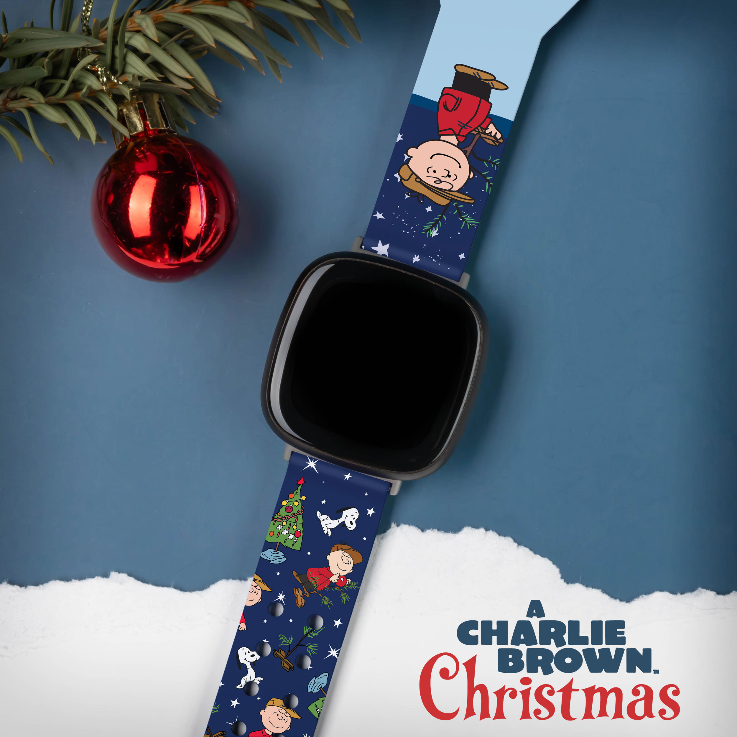 Peanuts Charlie Brown Christmas HD Unisex Watch Band for Fitbit Versa 3 & Sense (Short Charlie's Tree) by Affinity Bands