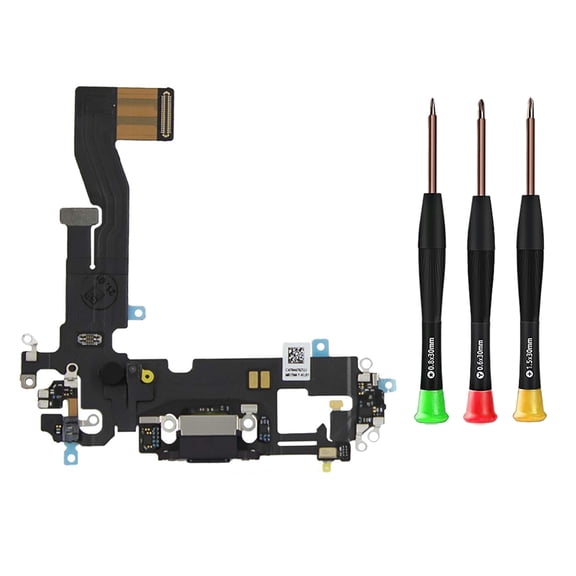Charging Port Flex Cable Replacement for iPhone 12 /12 Pro - USB Charging Port A2172 A2402 A2341 A2406 A2407 with Repair Assembly (Black)