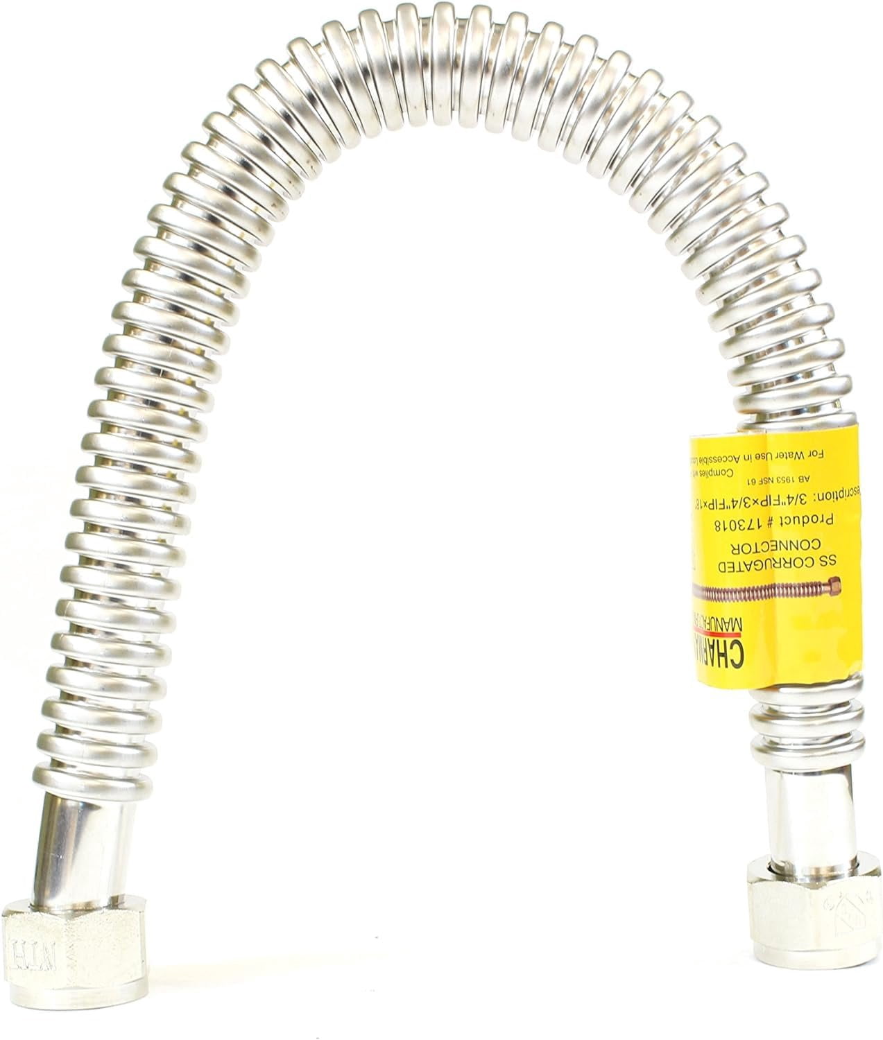 Corrugated Stainless Steel Flex Line with 1-inch Female NPT - 18-inch Long