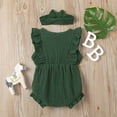 thumbnail image 4 of FRSASU Toddler Girl Baby Solid Color Jumpsuit Ruffled Bodysuit + Infant Headband, 4 of 9