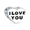 thumbnail image 4 of Bling Jewelry Womens I Love You Princess Pink Crystal Bead Charm Heart Sterling Silver for Bracelet, 4 of 5