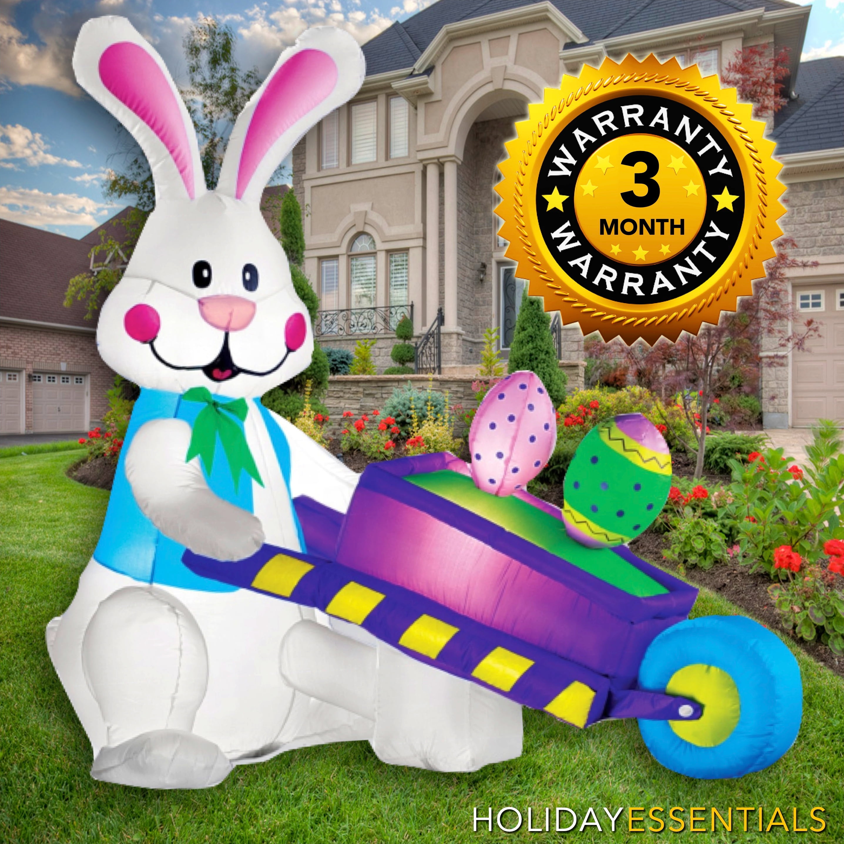 HolidayEssentials 6 ft Yard Inflatable Easter Bunny Decoration Egg