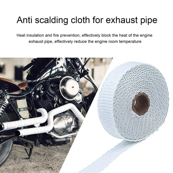 JilgTeok New 2.5CM 5M Roll Fiberglass Exhaust Header Pipe Heat Wrap Tape 4 Ties Kit Hot
