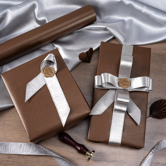 Juertime Chocolate Brown Matte Wrapping Paper - Reversible Pearly-Lustre Gift Wrap Paper Perfect for Wedding, Valentine's Day, Birthday, Christmas - Mini Roll, 17 Inches X 32.8 Feet