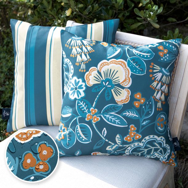 Phantoscope Outdoor Waterproof Floral Printed Decorative Throw Pillow
