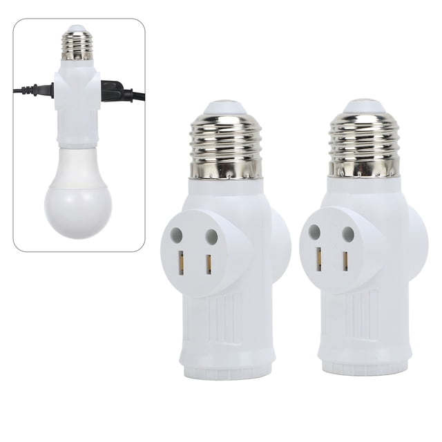 Adaptador de Salida de Bombilla, Instalacia Fácil PBT 3 Prong 2pcs Converter de Enchufe de Luz 0-125 Vac para Yardas