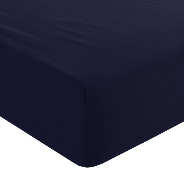 Unique Bargains Brushed Microfiber Fitted Sheet Mattress Protector Wrink Resistant Solid Cover Navy Blue Queen