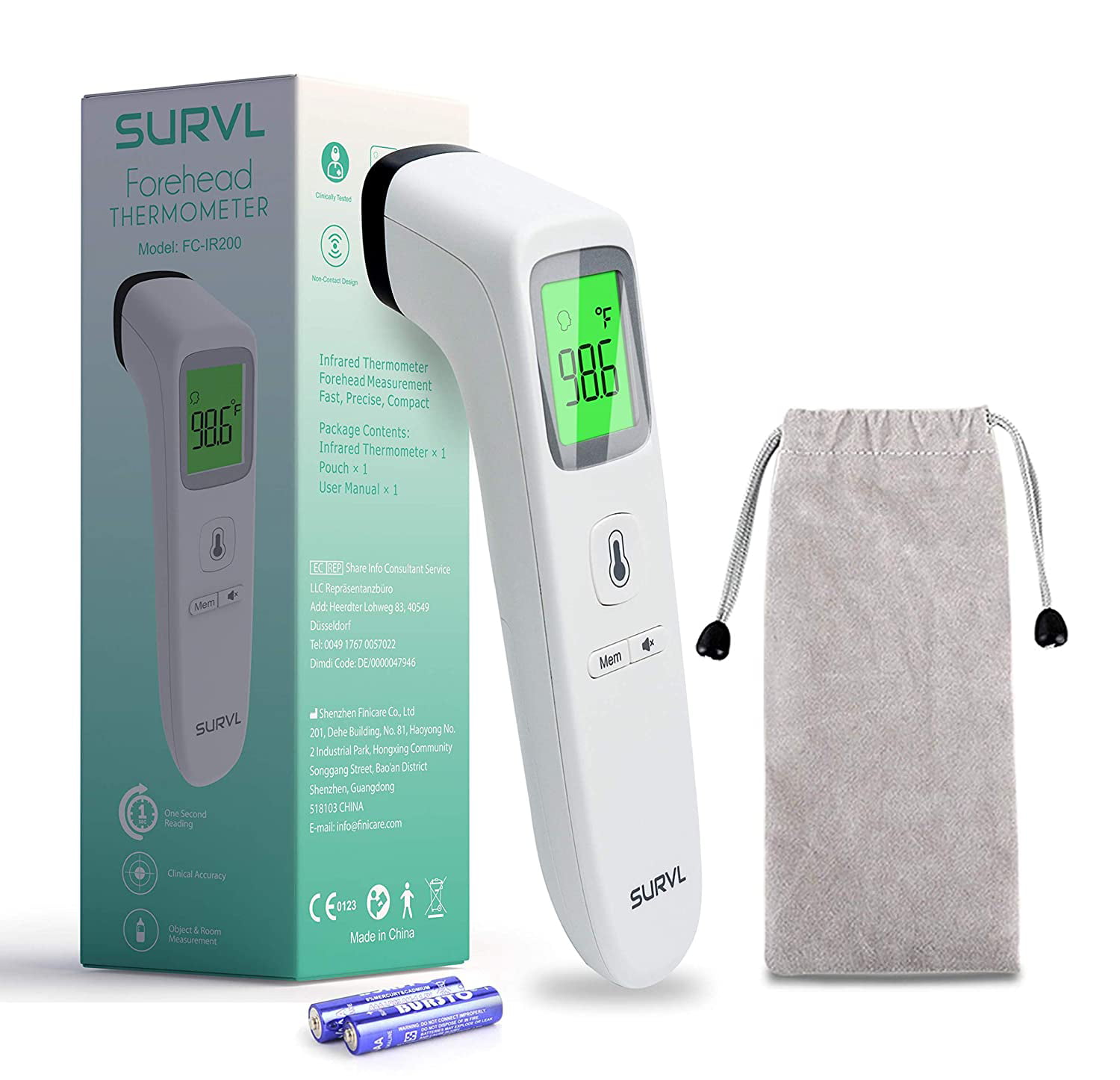 1X  Digital Infrared Non-Contact Forehead Thermometer Medical Fever Baby Adult 
