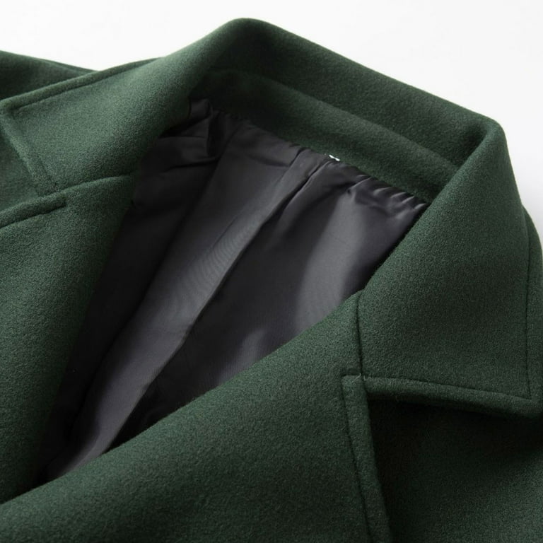 Olyvenn Men's Double-Breasted Long Trench Peacoat Notched Lapel Dress Coat  with Flap Pockets for Fall Winter Army Green 10 - Walmart.com