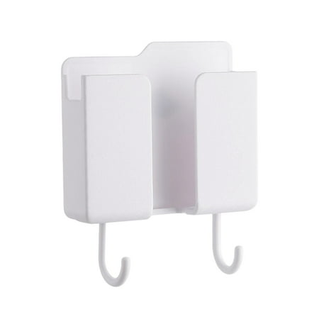 White Wall Mounted Phone Holder Storage Rack Box For Bedside Cable Management Organizer Bracket For Remote Control Bathroom Kitchen Office White