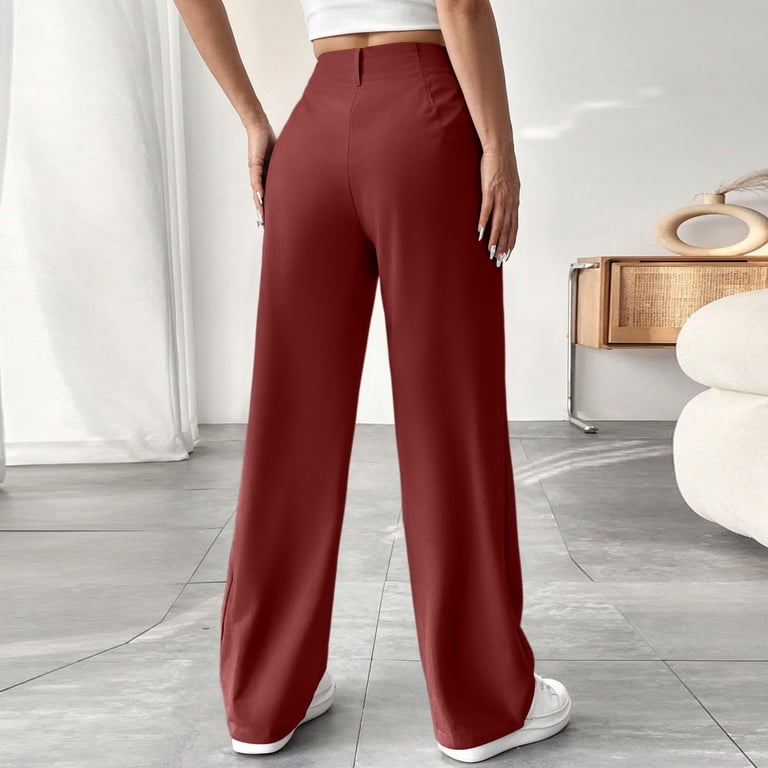 Tianiyouqing Dress Pants for Women Elegant Lightweight Wide Leg Twill  Office Gaucho Pants Elastic Waist High Waisted Loose Fit Paperbag Trousers  Wine L - Walmart.com