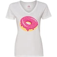 thumbnail image 3 of Inktastic Pink Donut with Sprinkles Women's V-Neck T-Shirt, 3 of 5