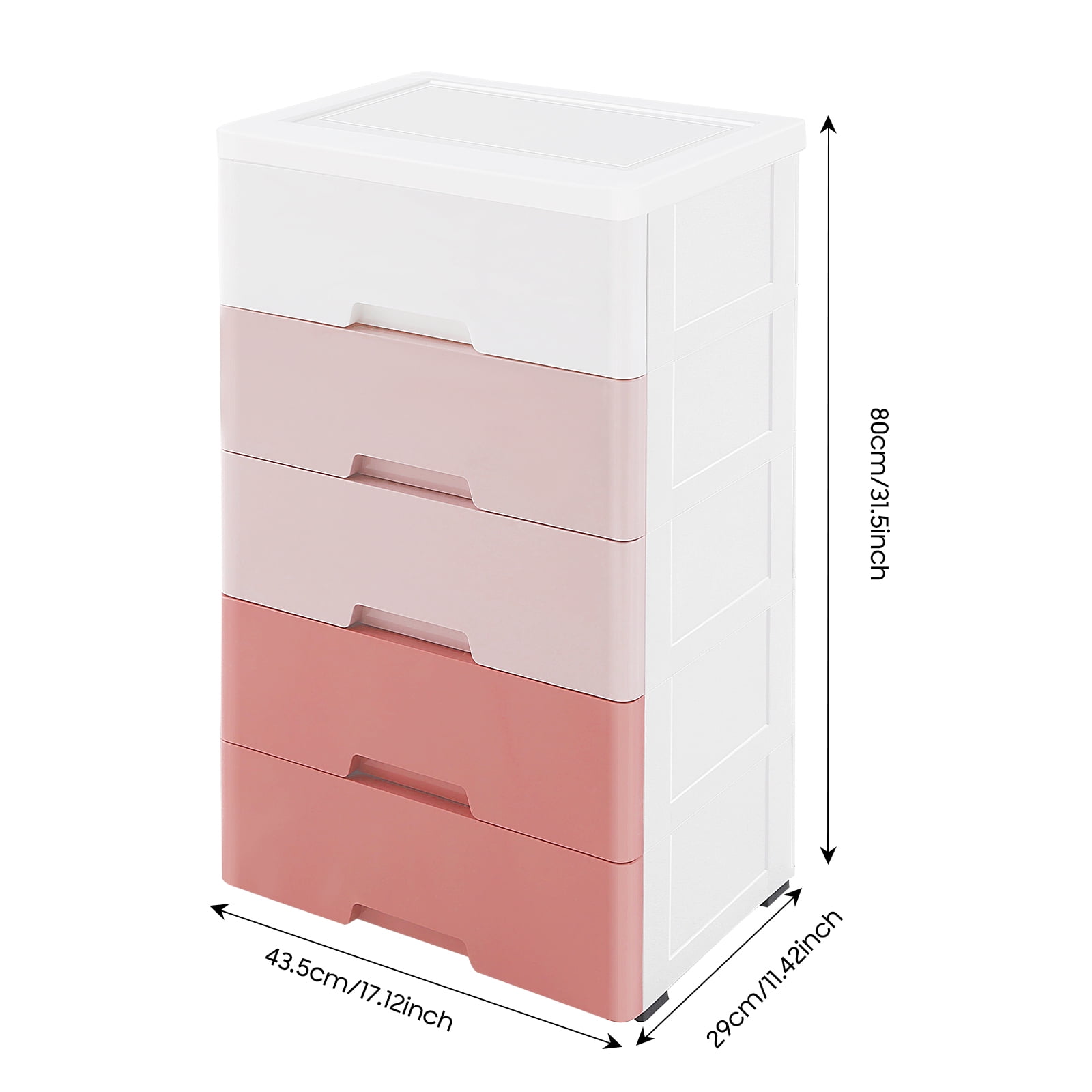 Plastic Drawers Dresser Storage Cabinet 5 Drawer Stackable Vertical Clothes Storage Tower, Bedroom Tall Small Chest Closet, Organizer Unit for Hallway Entryway Home (Pink)