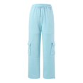 thumbnail image 6 of Women Casual Cargo Sweatpants High Waisted Drawstring Straight Leg Hiking Trousers With Functional Pockets For Everyday Wear Comfortable Sweatpants for Women Relaxed Fit Pant, 6 of 8