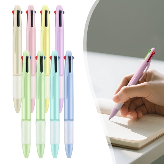 8 Pack 4-in-1 Multicolor Gel Pen Set, 1mm Fine Point Pastel Rollerball, Quick-Dry Waterproof Ink, Smooth Writing Pens, Soft Grip, for Home, Office, Journaling