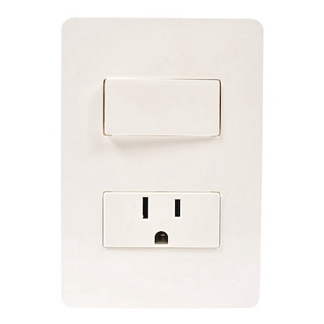 apagador sencillo y contacto con placa de pared incluida blanco