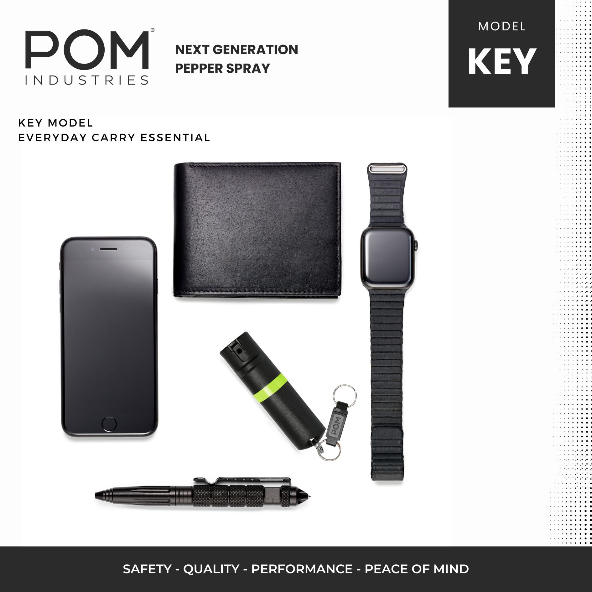 POM Pepper Spray Keychain - Flip Top Safety - Maximum Strength OC Spray - Tactical Compact & Safe Design - 25 Bursts & 10 ft Range - Powerful & Accurate Stream Pattern